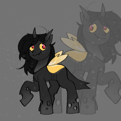Size: 2000x2000 | Tagged: safe, artist:madence, oc, oc only, changeling, pony, cute, digital art, female, full body, high res, mare, simple background, solo, yellow changeling, zoom layer
