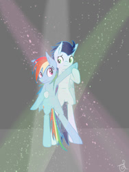 Size: 768x1024 | Tagged: safe, artist:ilaria122, rainbow dash, soarin', pegasus, pony, g4, dancing, female, male, mare, ship:soarindash, shipping, stallion, straight