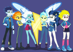 Size: 828x591 | Tagged: safe, artist:nightglowfan, fleetfoot, high winds, misty fly, soarin', spitfire, human, equestria girls, g4, converse, equestria girls-ified, female, male, shoes, wonderbolts