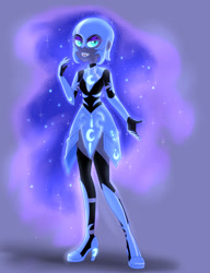 Size: 828x1077 | Tagged: safe, artist:nightglowfan, nightmare moon, human, equestria girls, g4, bare shoulders, equestria girls-ified, female, solo