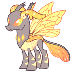 Size: 1280x1234 | Tagged: safe, artist:vi45, oc, oc only, changedling, changeling, g4, simple background, solo, white background, yellow changeling