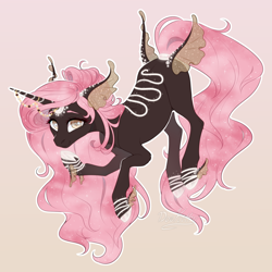 Size: 2000x2000 | Tagged: safe, artist:doekitty, oc, oc only, oc:midnight mocha, original species, crystaling, high res, pink background, simple background, solo