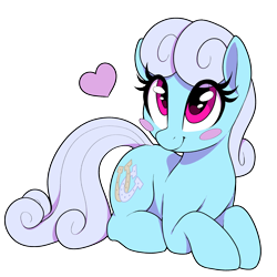 Size: 2000x2000 | Tagged: safe, artist:thebatfang, linky, shoeshine, earth pony, pony, g4, background pony, blush sticker, blushing, cute, female, heart, high res, looking at you, lying down, magenta eyes, mare, ponerpics import, prone, simple background, smiling, solo, transparent background