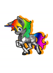 Size: 1280x1760 | Tagged: safe, artist:ghostfox1316, oc, oc only, pony, unicorn, clothes, costume, deviantart watermark, horn, multicolored hair, obtrusive watermark, rainbow hair, simple background, skeleton costume, solo, unicorn oc, watermark, white background