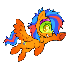 Size: 360x338 | Tagged: safe, artist:asimot2000, oc, oc only, oc:beebop, pegasus, pony, blue hair, flying, orange eyes, simple background, smiling, solo, transparent background, visor