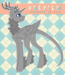 Size: 687x785 | Tagged: safe, artist:silent-umbra, alicorn, original species, pony, .png available, .psd available, antlers, bald, base, chest fluff, concave belly, female, folded wings, free to use, leg fluff, long legs, mare, neck fluff, preview, slender, smiling, solo, tail, tall, thin, watermark, wings