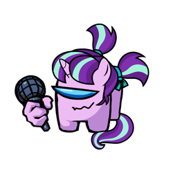 Size: 1280x1280 | Tagged: safe, artist:josephthedumbimpostor, starlight glimmer, g4, among us, female, filly, filly starlight glimmer, friday night funkin', glimpostor, hair tie, microphone, pigtails, simple background, solo, vs impostor, vs impostor v4, white background, younger