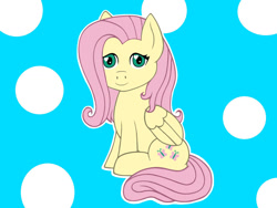 Size: 1032x774 | Tagged: safe, artist:darknightprincess, artist:magicalmysticva, fluttershy, pegasus, pony, g4, heart, heart eyes, polka dots, sitting, solo, wingding eyes