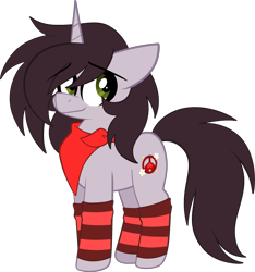 Size: 2069x2210 | Tagged: safe, artist:saveraedae, oc, oc only, oc:jonatrot hoofington, pony, unicorn, bandana, clothes, crossover, cute, high res, looking at you, male, shy, simple background, smiling, socks, solo, striped socks, the mark side, transparent background
