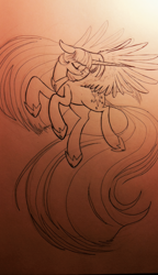 Size: 660x1143 | Tagged: safe, artist:kluzart, twilight sparkle, alicorn, pony, g4, monochrome, solo, traditional art, twilight sparkle (alicorn)