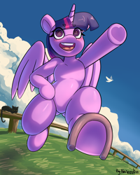 Size: 4000x5000 | Tagged: safe, artist:nanazdina, twilight sparkle, alicorn, cat, pony, g4, commission, fence, solo, twilight sparkle (alicorn), ych example