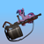 Size: 2000x2000 | Tagged: safe, artist:xafilah, twilight sparkle, pony, unicorn, g4, 3d, abstract background, gradient background, high res, pinup, solo, team fortress 2, tomislav, unicorn twilight, weapon