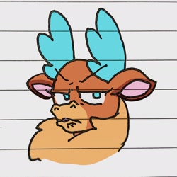 Size: 1964x1964 | Tagged: safe, artist:malt cat, velvet (tfh), deer, reindeer, them's fightin' herds, community related, displeased, female, implied stronghoof, lined paper, solo