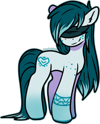 Size: 1446x1800 | Tagged: safe, artist:sexygoatgod, oc, oc only, earth pony, pony, adoptable, blindfold, female, simple background, solo, tattoo, transparent background