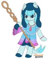 Size: 790x940 | Tagged: safe, artist:bloonacorn, oc, oc only, oc:whaletail, fish tail, simple background, solo, staff, tail, transparent background