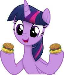 Size: 2740x3220 | Tagged: safe, artist:anime-equestria, twilight sparkle, alicorn, pony, g4, burger, female, food, happy, hay burger, high res, horn, mare, simple background, solo, transparent background, twilight sparkle (alicorn), vector