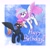 Size: 2732x2732 | Tagged: safe, artist:single purpose, oc, oc:dyn, oc:treading step, pegasus, pony, birthday, birthday cake, cake, chest fluff, colored wings, cute, eyebrows, eyebrows visible through hair, flying, food, high res, multicolored hair, multicolored mane, multicolored tail, multicolored wings, pegasus oc, tail, unshorn fetlocks, wings