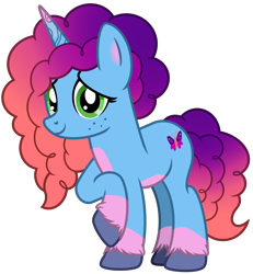 Size: 3779x4091 | Tagged: safe, artist:emeraldblast63, misty brightdawn, pony, unicorn, g4, g5, cute, female, freckles, g5 to g4, generation leap, looking at you, mare, mistybetes, raised hoof, rebirth misty, simple background, smiling, smiling at you, solo, transparent background, unshorn fetlocks