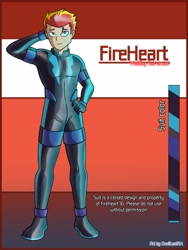 Size: 1875x2500 | Tagged: safe, artist:devillustart, oc, oc:fireheart(fire), human, equestria girls, g4, fireheart76's latex suit design, latex, latex suit, prisoners of the moon, rubber, rubber suit, solo