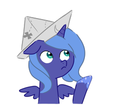 Size: 1600x1400 | Tagged: safe, artist:cheryl-jum, princess luna, alicorn, pony, g4, cartographer's cap, female, filly, hat, s1 luna, simple background, solo, transparent background, woona, younger