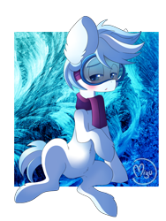 Size: 1200x1600 | Tagged: safe, artist:blazemizu, double diamond, earth pony, pony, g4, clothes, goggles, male, scarf, shy, simple background, solo, stallion, transparent background