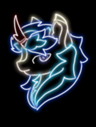 Size: 1080x1440 | Tagged: safe, artist:sodapop sprays, oc, oc only, oc:cobalt flame, kirin, black background, bust, kirin oc, neon, portrait, simple background, solo