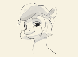 Size: 487x355 | Tagged: safe, artist:pascal571, minty (g5), earth pony, pony, g5, bust, grin, looking at you, monochrome, smiling, smiling at you, solo