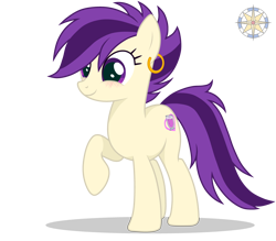 Size: 4000x3500 | Tagged: safe, artist:r4hucksake, oc, oc only, oc:grape soda, earth pony, pony, blushing, ear piercing, earring, female, happy, jewelry, mare, piercing, raised hoof, simple background, smiling, solo, transparent background