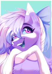 Size: 2760x3920 | Tagged: safe, artist:honeybbear, oc, oc only, oc:siren andromeda, pegasus, pony, bow, female, gradient background, hair bow, high res, mare, solo