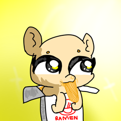 Size: 1000x1000 | Tagged: safe, artist:sweetsterty, oc, pony, chibi, cute, food, messy eating, noodles, ponies in food, ramen