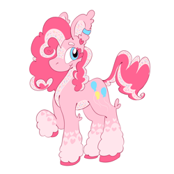 Size: 1000x1000 | Tagged: safe, artist:sugvr_alien, pinkie pie, earth pony, pony, g4, alternate design, ear piercing, earring, jewelry, piercing, redesign, simple background, solo, white background