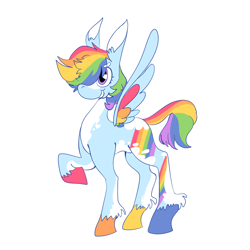 Size: 1000x1000 | Tagged: safe, artist:sugvr_alien, rainbow dash, pegasus, pony, g4, alternate design, hair over one eye, redesign, simple background, solo, white background