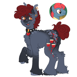 Size: 1000x1000 | Tagged: safe, artist:kazmuun, apple split, pony, g4, alternate design, apple family member, coat markings, collar, concave belly, ear piercing, earring, jewelry, piercing, simple background, solo, spiked collar, transparent background