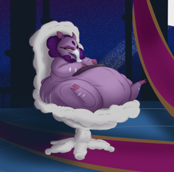 Size: 1926x1913 | Tagged: safe, artist:astr0zone, nidra (tfh), tapir, them's fightin' herds, belly, big belly, community related, fat, female, huge belly, keyboard, solo