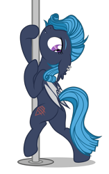 Size: 3551x5660 | Tagged: safe, artist:equestria secret guard, oc, oc only, oc:shadow diamond, bat pony, pony, bat pony oc, butt, female, looking at you, mare, plot, pole, pole dancing, sexy, simple background, solo, stripper pole, transparent background