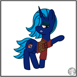 Size: 4000x4000 | Tagged: safe, artist:dice-warwick, oc, oc only, oc:lockpick, pony, unicorn, fallout equestria, armband, clothes, female, mare, raised hoof, simple background, slaver, solo, transparent background