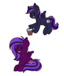 Size: 3352x4000 | Tagged: safe, artist:noxi1_48, oc, oc:astonish moon, pegasus, pony, daily dose of friends, bucket, duo, simple background, sitting, transparent background, water