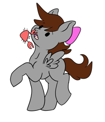 Size: 1944x2256 | Tagged: safe, artist:noxi1_48, oc, oc:cubi, crab, pegasus, pony, daily dose of friends, bow, hair bow, pinch, simple background, solo, transparent background