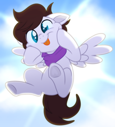 Size: 3670x4038 | Tagged: safe, artist:saverpon3, artist:starshade, oc, oc only, oc:markey malarkey, pegasus, pony, g4, :p, bandana, base used, crossover, ponified, show accurate, silly, silly pony, sky, solo, starry eyes, the mark side, tongue out, underhoof, wingding eyes