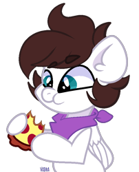 Size: 600x744 | Tagged: safe, artist:c1trine, artist:saverpon3, oc, oc only, oc:markey malarkey, pegasus, pony, bandana, base used, crossover, cute, eating, food, meat, pepperoni, pepperoni pizza, pizza, ponified, simple background, solo, the mark side, transparent background