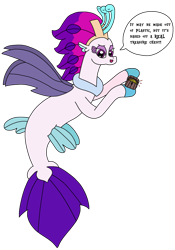 Size: 1669x2389 | Tagged: safe, artist:supahdonarudo, queen novo, seapony (g4), g4, my little pony: the movie, dialogue, dorsal fin, fin, fin wings, fins, fish tail, flowing mane, flowing tail, holding, simple background, speech bubble, spongebob squarepants, swimming, tail, talking to viewer, text, transparent background, treasure chest, wings