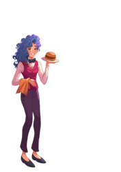 Size: 2480x3508 | Tagged: safe, alternate version, artist:php184, misty brightdawn, human, g5, burger, female, food, hamburger, high res, humanized, simple background, solo, transparent background