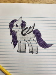 Size: 4000x3000 | Tagged: safe, artist:volk204, bat pony, pony, lined paper, solo, traditional art
