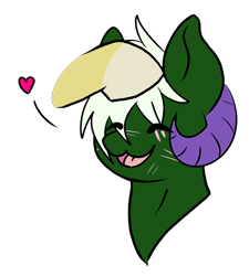 Size: 1552x1728 | Tagged: safe, artist:noxi1_48, oc, ambiguous species, pony, daily dose of friends, bust, head pat, horns, offscreen character, open mouth, open smile, pat, simple background, smiling, solo focus, transparent background