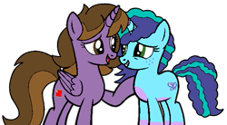 Size: 589x326 | Tagged: safe, artist:noi kincade, misty brightdawn, oc, oc:princess kincade, alicorn, pony, unicorn, g4, g5, alicorn oc, female, g5 to g4, generation leap, horn, simple background, transparent background, wings