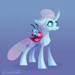 Size: 3000x3000 | Tagged: safe, artist:neonishe, derpibooru exclusive, ocellus, changedling, changeling, insect, ladybug, g4, cute, daaaaaaaaaaaw, diaocelles, female, high res, plushie, smiling, solo, sparkles