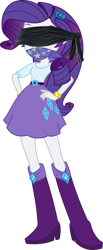 Size: 1504x3650 | Tagged: safe, artist:twilirity, edit, rarity, human, equestria girls, g4, blindfold, boots, gag, hand on hip, shoes, simple background, solo, transparent background