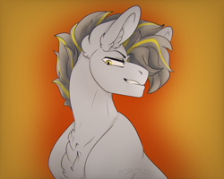 Size: 1500x1200 | Tagged: safe, artist:rhodium, oc, oc only, oc:circuit breaker, earth pony, pony, bust, chest fluff, ear fluff, earth pony oc, male, male oc, simple background