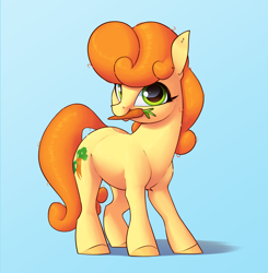 Size: 2300x2345 | Tagged: safe, artist:aquaticvibes, carrot top, golden harvest, earth pony, pony, g4, carrot, cute, cutie top, female, food, herbivore, high res, looking at you, mare, mouth hold, solo