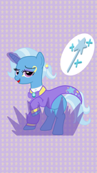 Size: 1080x1920 | Tagged: safe, artist:hisaodiagon, trixie, pony, unicorn, g4, alternate universe, makeup, patterned background, solo